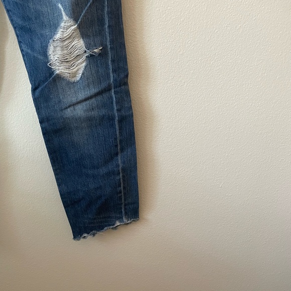 Madewell The Perfect Summer Busted Knee Cotton High Rise Dark Wash Denim Jeans - Picture 4 of 9